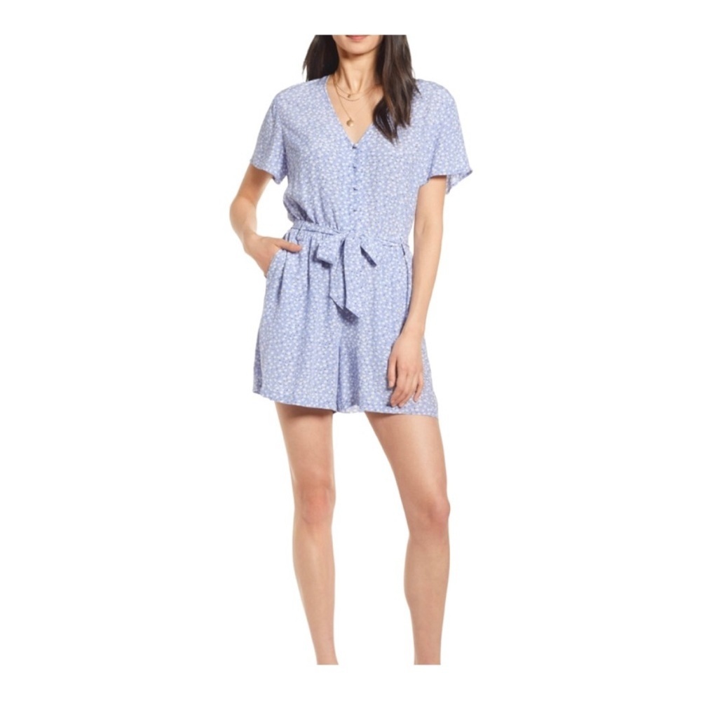Rails Sophia Sky Blue Daisies Shorts Romper Playsuit Size Small
